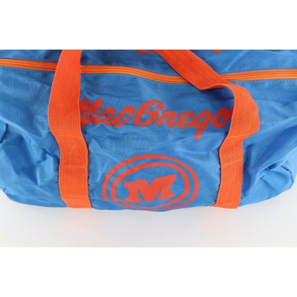 Vintage 80s MacGregor Script Spell Out Nylon Handle Duffel Bag Gym Bag Blue - Picture 2 of 11